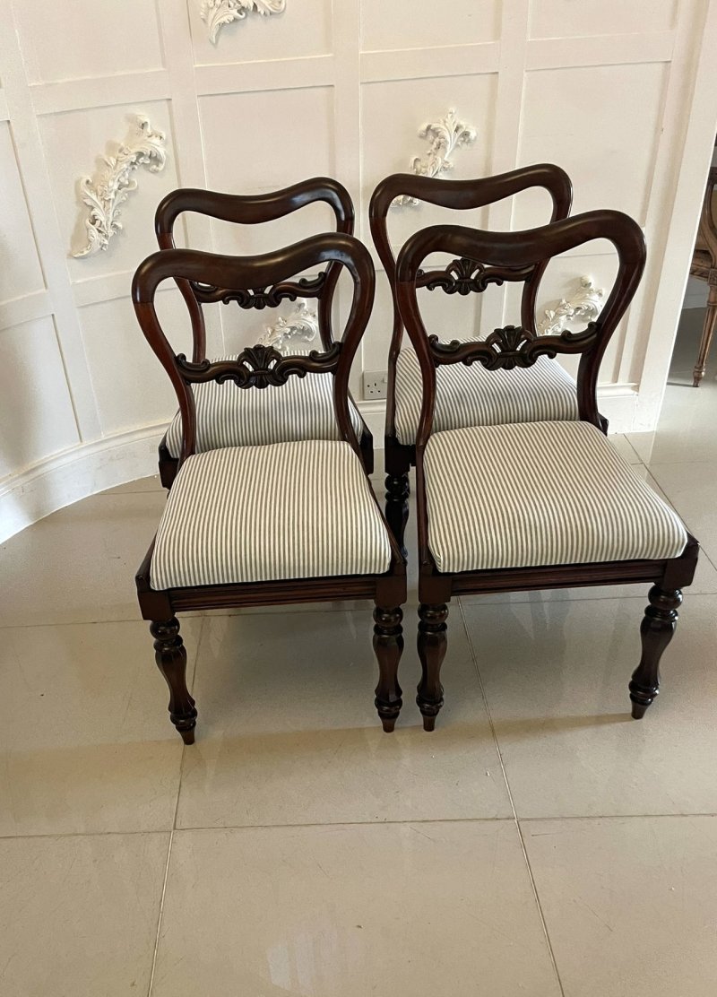 Set of 4 Antique Victorian Quality Mahogany Dining Chairs